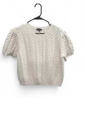 1.STATE Cream Cable Knit Puff Sleeve Sweater Top